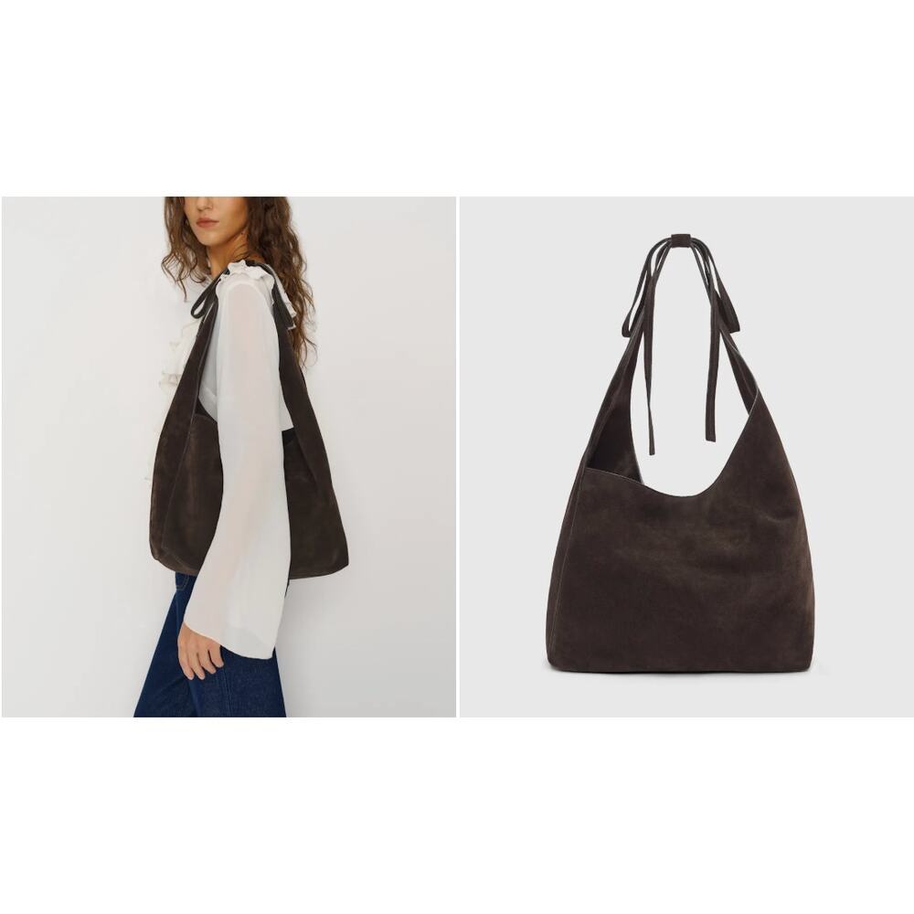 NWT Reformation Medium Vittoria Brown Tote Bag in Boss Suede